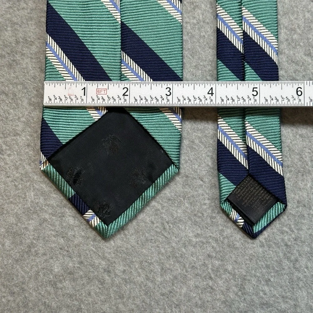Brooks Brothers Makers & Merchants Silk Tie USA English Silk Stripe Blue 59x3.25